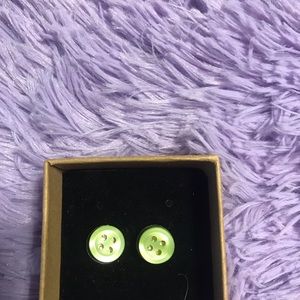 Green button earrings